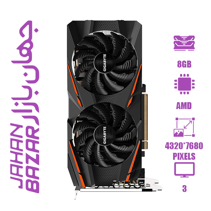 کارت گرافیک استوک گیگابایت مدل Gigabyte Radeon RX 580 GAMING ظرفیت 8 گیگابایت