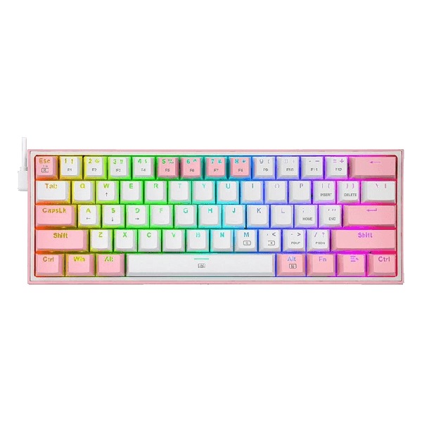 کیبورد گیمینگ ردراگون مدل Redragon FIZZ K617 White-Pink رنگ سفید صورتی