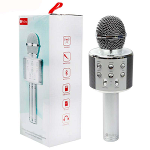 میکروفون شارژی بلوتوثی رنگ نقره ای مدل WS-858
