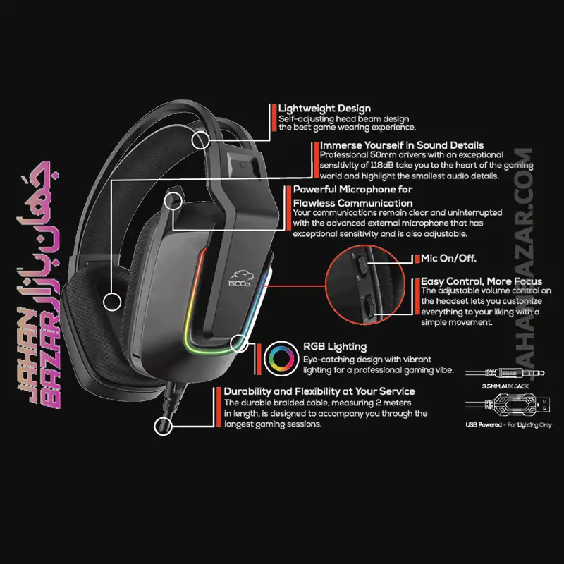 هدست گیمینگ تسکو TSCO مدل GH 5143 Phantomus - Image 4